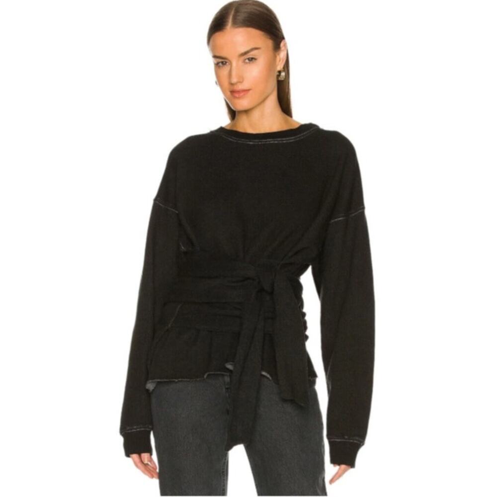 La Detresse High Priestess Pullover Sweatshirt Tie Waist Fall Winter Cotton XS